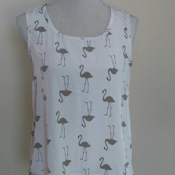 Beachy Flamingoes Hi-Lo Tank Top (S/M) NWOT - Picture 2 of 2